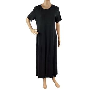 Eileen Fisher Jersey Short Sleeve Maxi Dress Black Size M